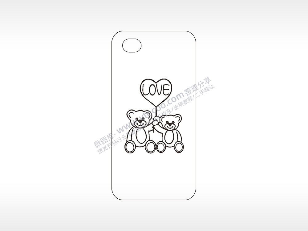 love气球熊卡通手机壳AI8.0格式激光打标文件通用矢量图