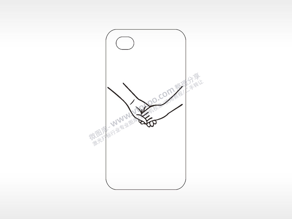 牵手青春卡通手机壳AI8.0格式激光打标文件通用矢量图