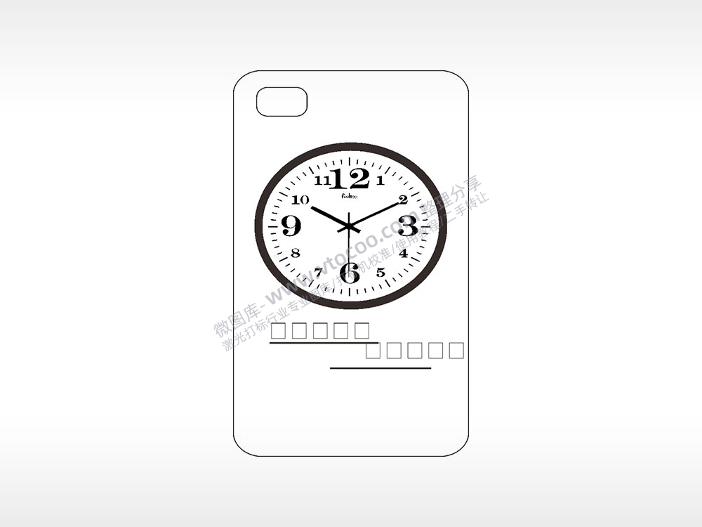 时钟十点10分手机壳网络红图AI8.0格式激光打标文件通用矢量图