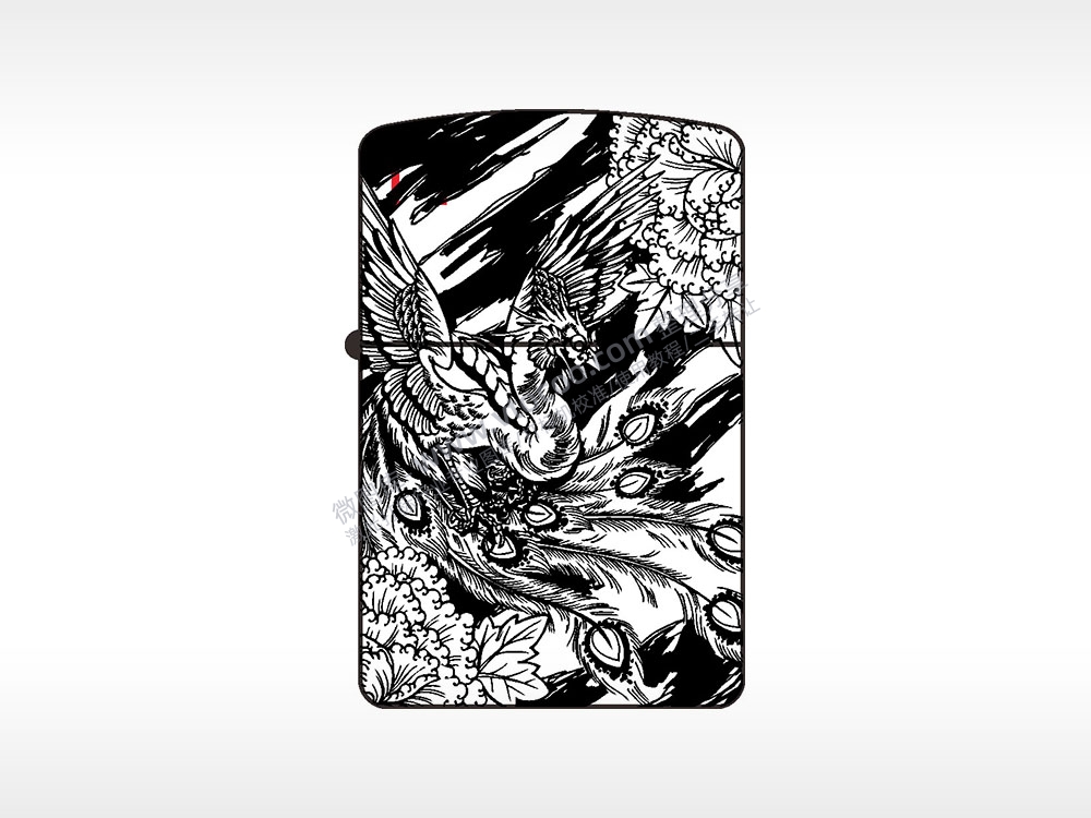 凤凰吉祥祝福纯铜煤油打火机AI8.0格式激光打标文件通用矢量图