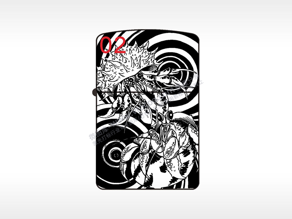 螃蟹虾纯铜煤油打火机AI8.0格式激光打标文件通用矢量图