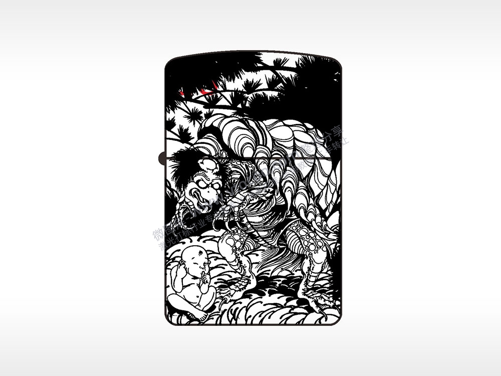 河童水怪专吃小孩纯铜煤油打火机AI8.0格式激光打标文件通用矢量图