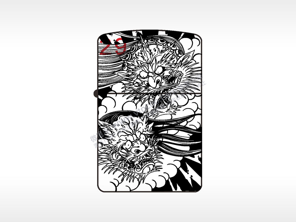 麒麟纯铜煤油打火机AI8.0格式激光打标文件通用矢量图