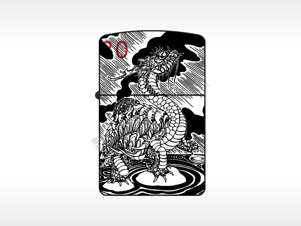 龙龟纯铜煤油打火机AI8.0格式激光打标文件通用矢量图