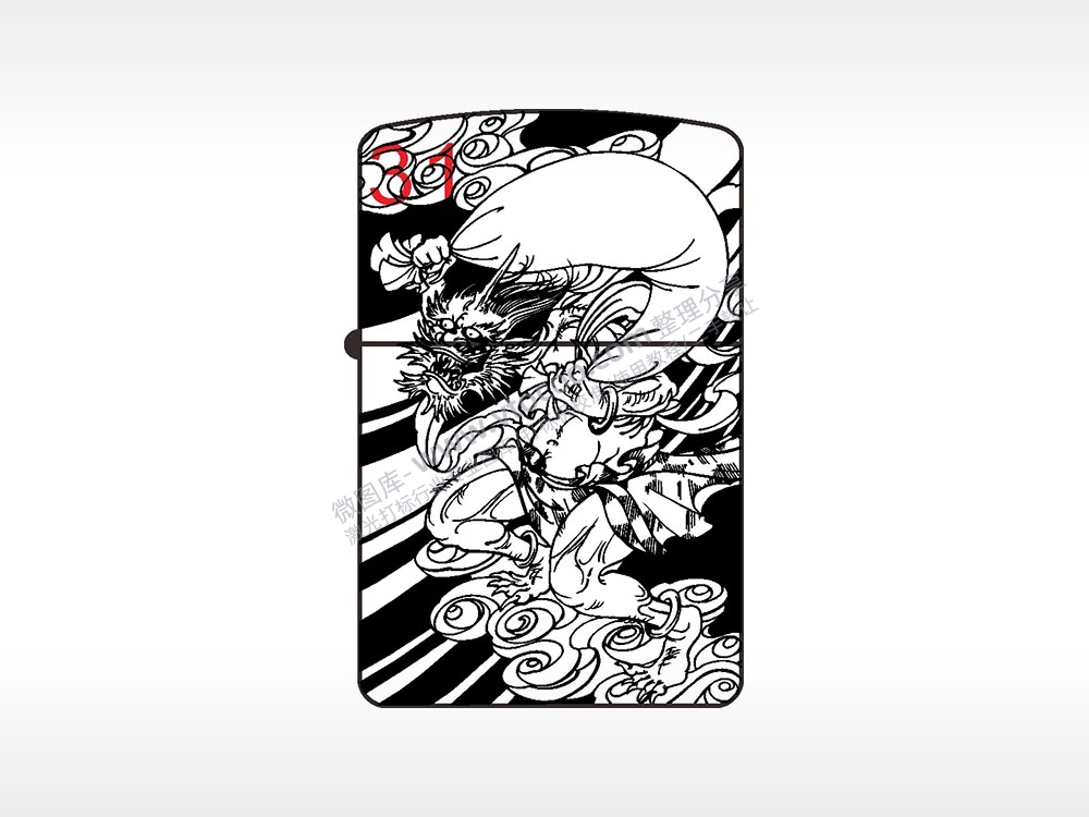 传统般若鬼怪纹纯铜煤油打火机AI8.0格式激光打标文件通用矢量图