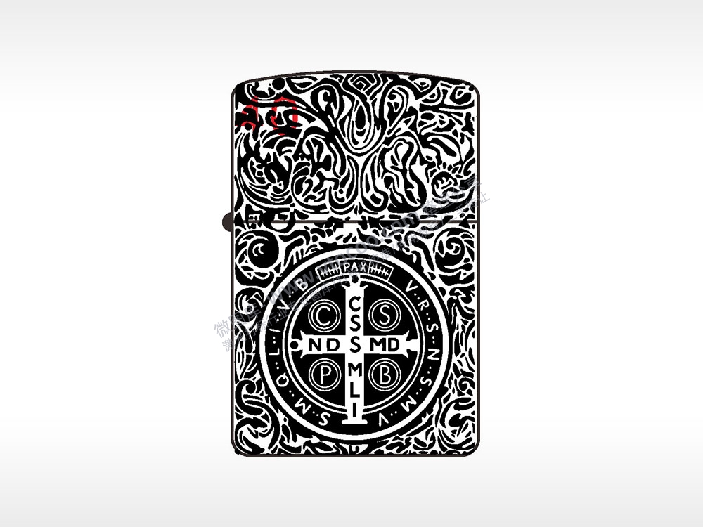 十字架cspb纯铜煤油打火机AI8.0格式激光打标文件通用矢量图