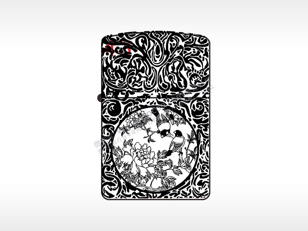 鸟语花香大自然纯铜煤油打火机AI8.0格式激光打标文件通用矢量图