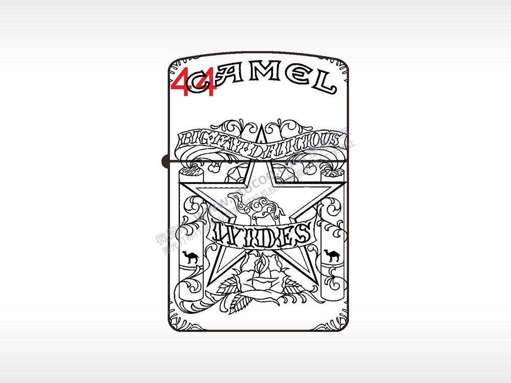 VYIDES骆驼CAMEL纯铜煤油打火机AI8.0格式激光打标文件通用矢量图