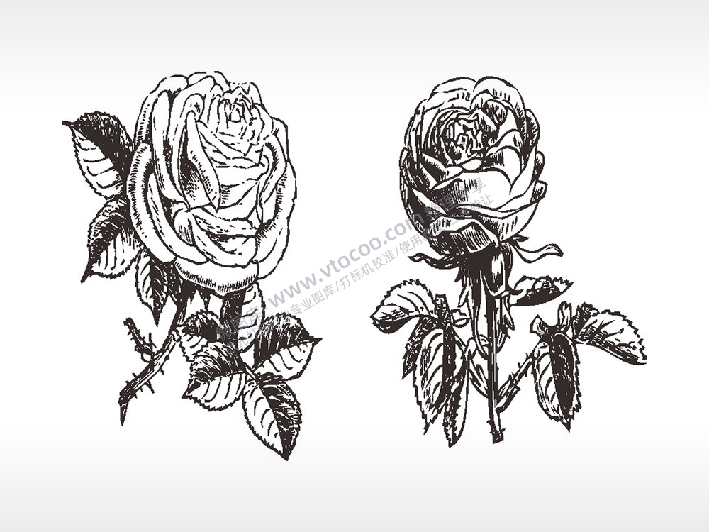 玫瑰花简笔画梳子日常用品AI8.0格式激光打标文件通用矢量图