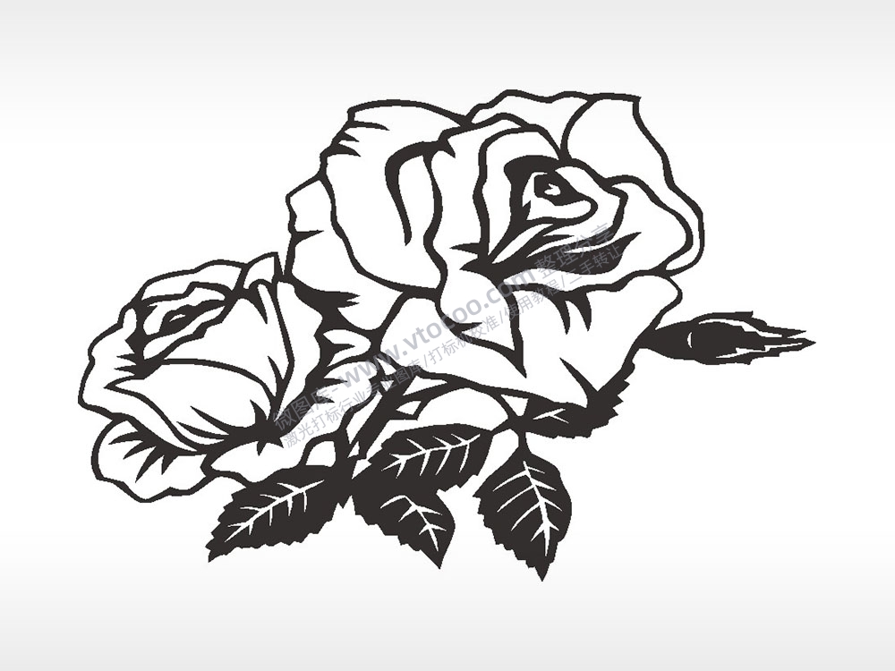 白玫瑰花梳子日常用品AI8.0格式激光打标文件通用矢量图