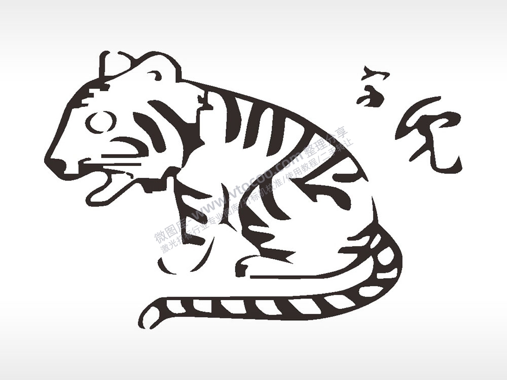 虎动物生肖梳子日常用品AI8.0格式激光打标文件通用矢量图