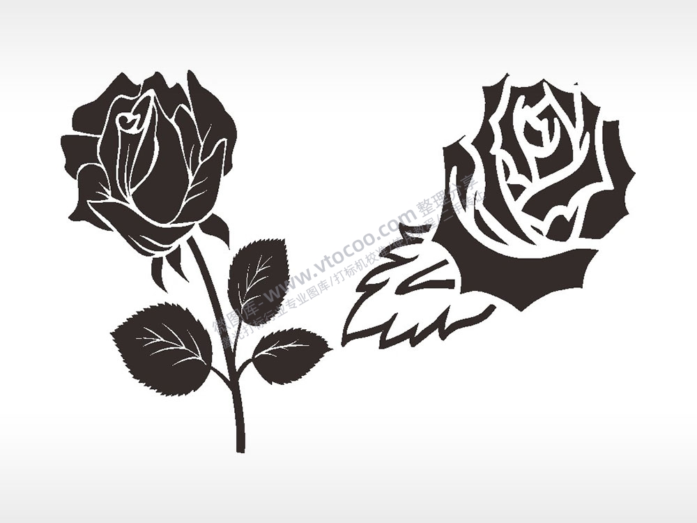 玫瑰花叶子植物梳子日常用品AI8.0格式激光打标文件通用矢量图