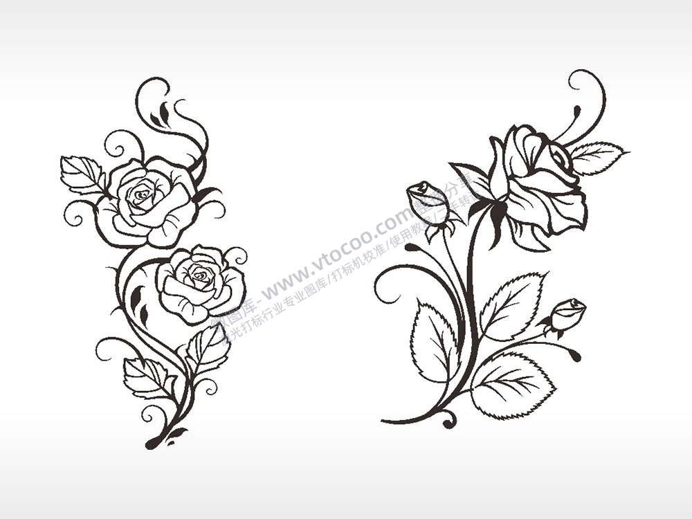 玫瑰花植物梳子日常用品AI8.0格式激光打标文件通用矢量图