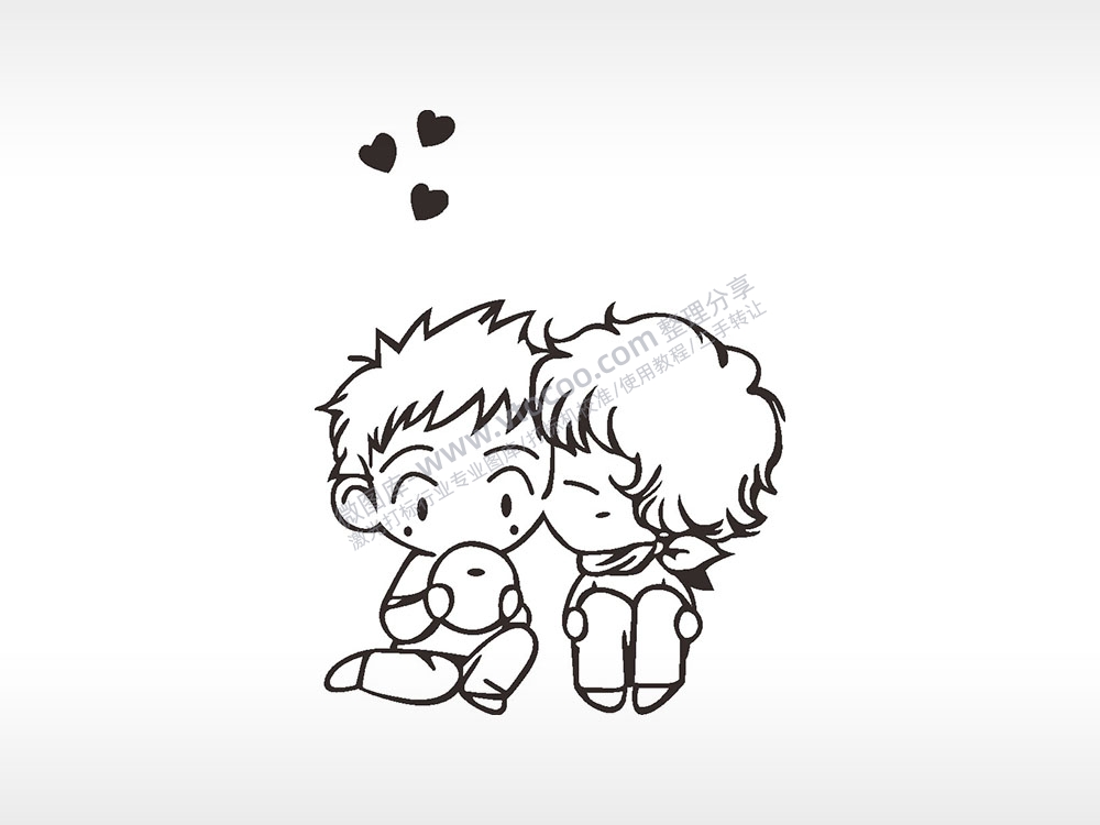 情侣亲浪漫爱情人节礼品AI8.0格式激光打标文件通用矢量图