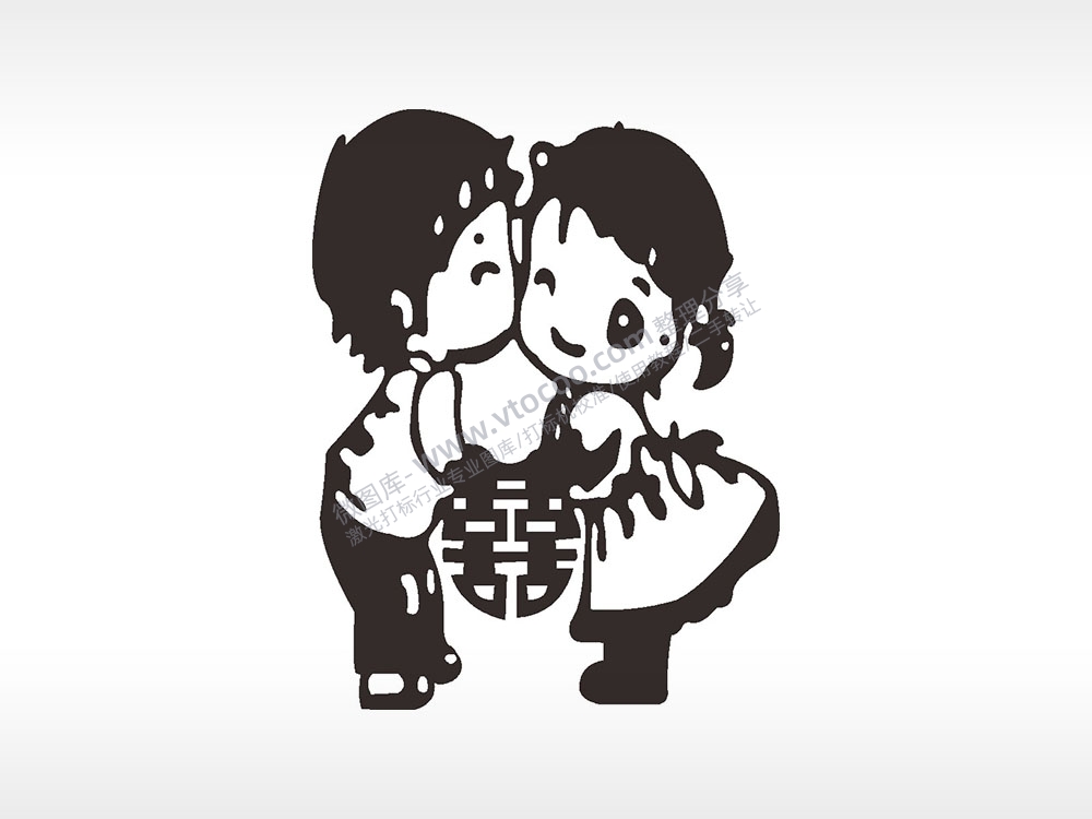 喜情侣浪漫爱情人节礼品AI8.0格式激光打标文件通用矢量图