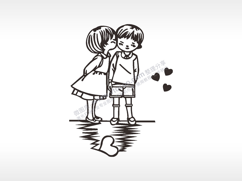 情侣爱心浪漫爱情人节礼品AI8.0格式激光打标文件通用矢量图