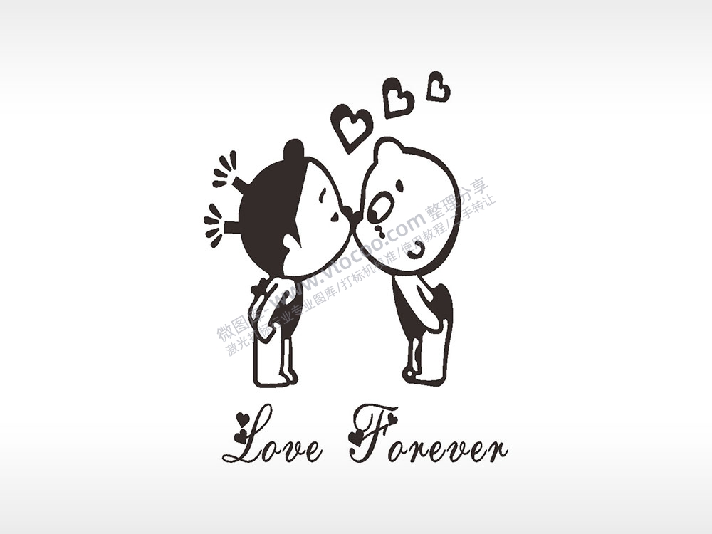 爱情永恒浪漫爱情人节礼品AI8.0格式激光打标文件通用矢量图