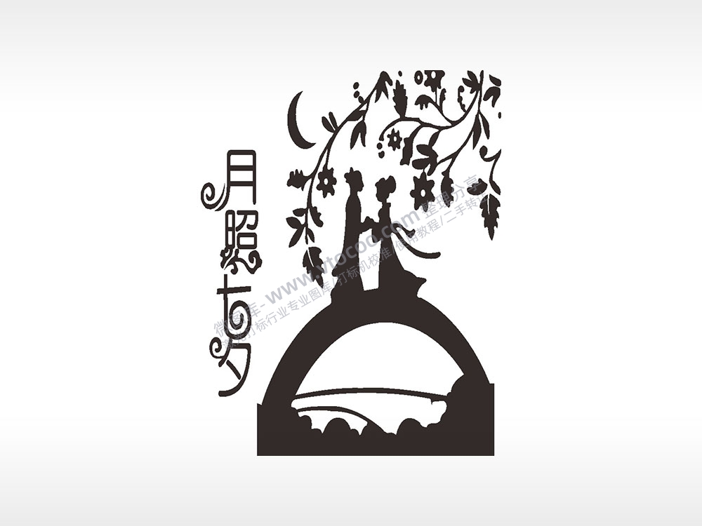 月照七夕情侣浪漫爱情人节礼品AI8.0格式激光打标文件通用矢量图