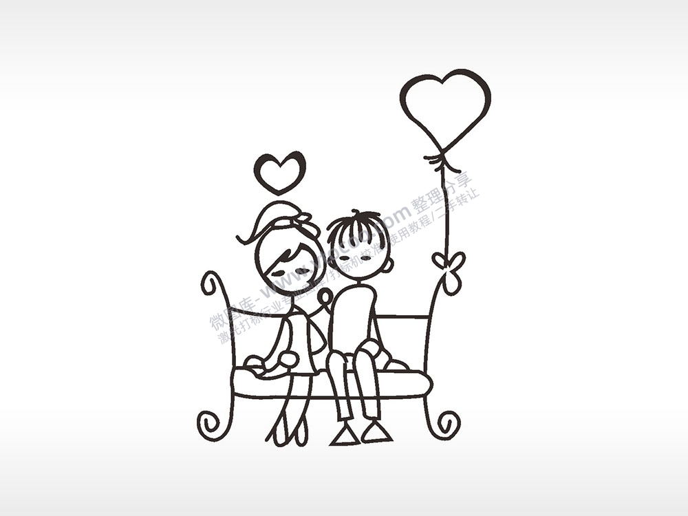 情侣公园座椅浪漫爱情人节礼品AI8.0格式激光打标文件通用矢量图