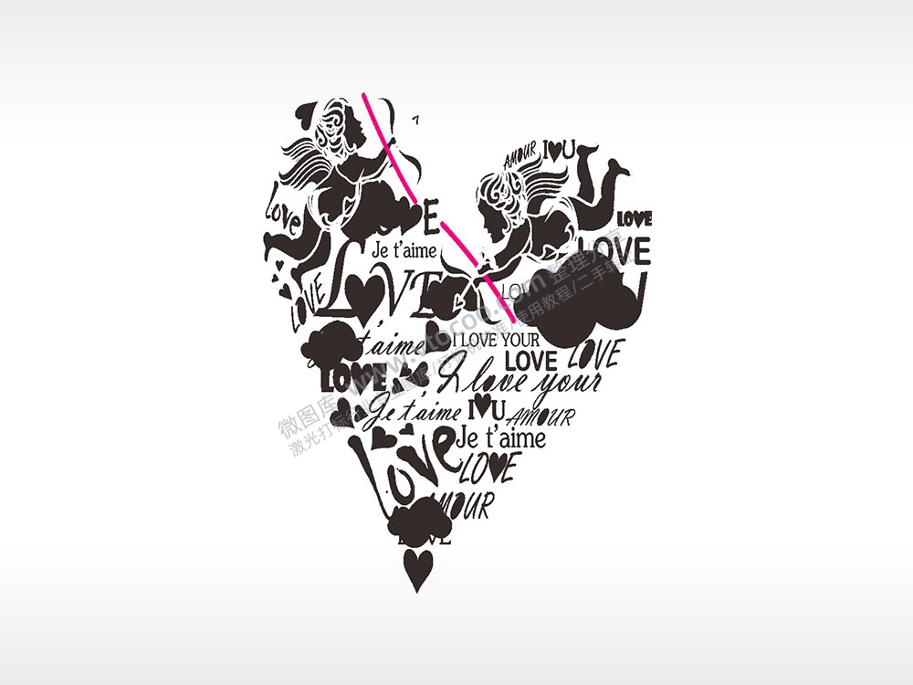 丘比特浪漫爱情人节礼品AI8.0格式激光打标文件通用矢量图