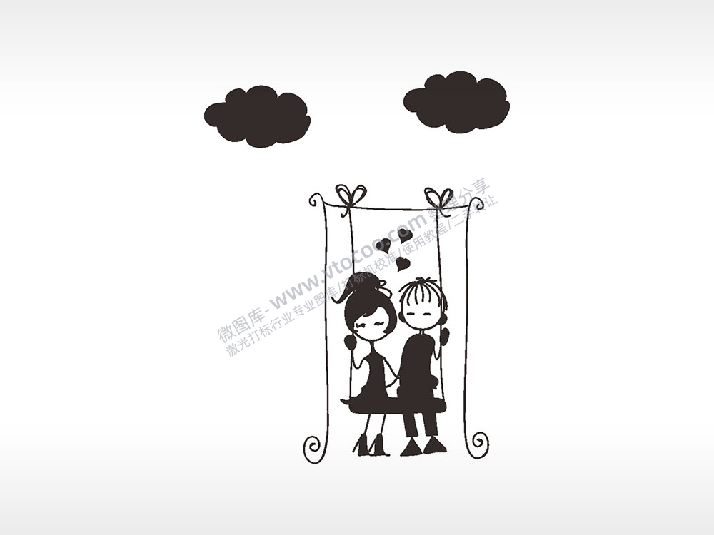 情侣荡秋千浪漫爱情人节礼品AI8.0格式激光打标文件通用矢量图