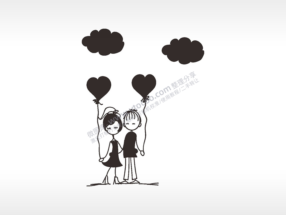 情侣气球浪漫爱情人节礼品AI8.0格式激光打标文件通用矢量图