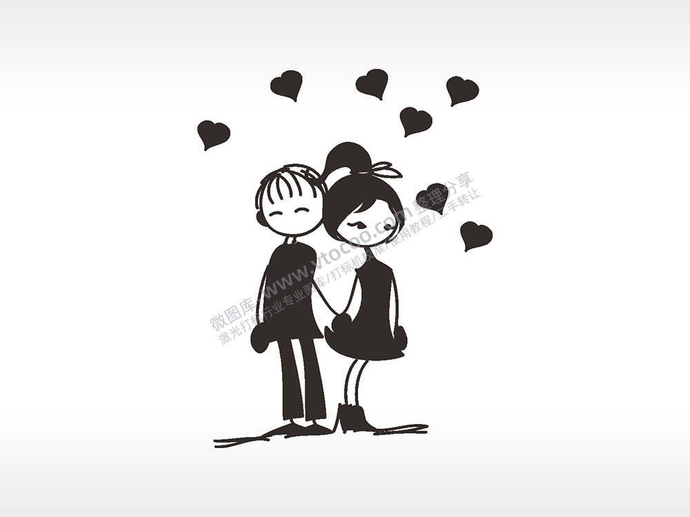 情侣爱心浪漫爱情人节礼品AI8.0格式激光打标文件通用矢量图