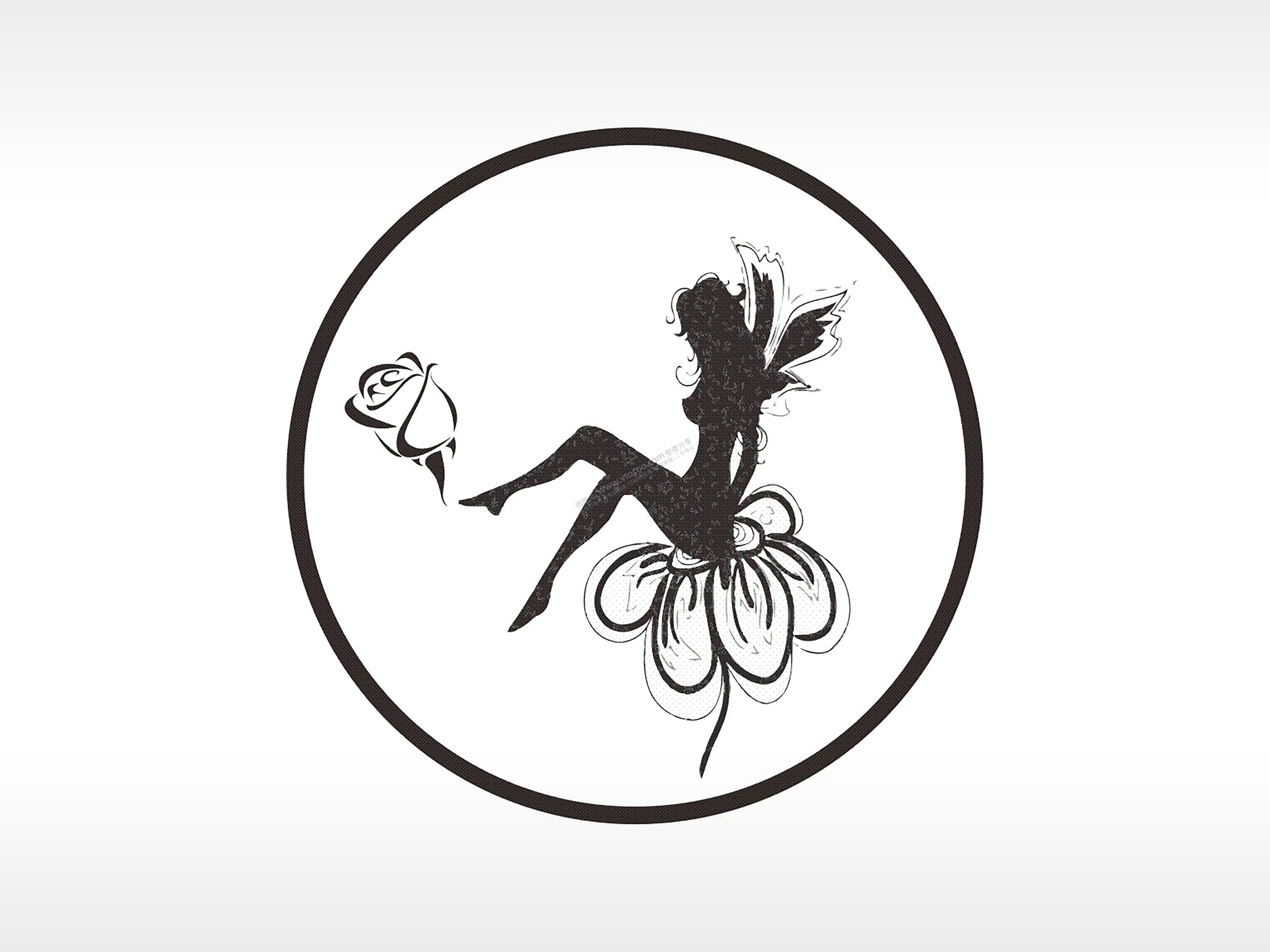 精灵仙子玫瑰游戏硬币PLT格式激光打标文件通用矢量图