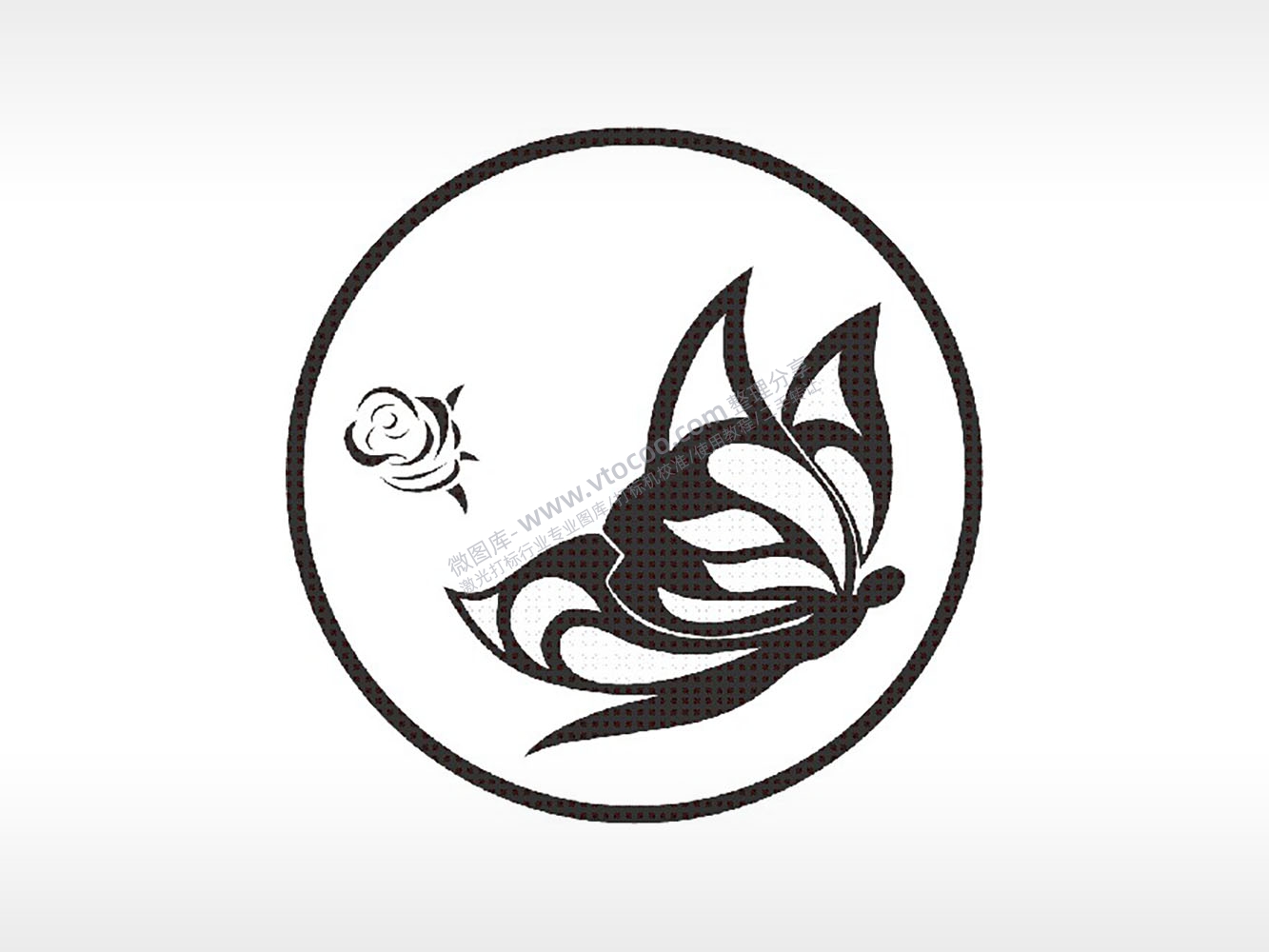 蝴蝶玫瑰花游戏硬币PLT格式激光打标文件通用矢量图