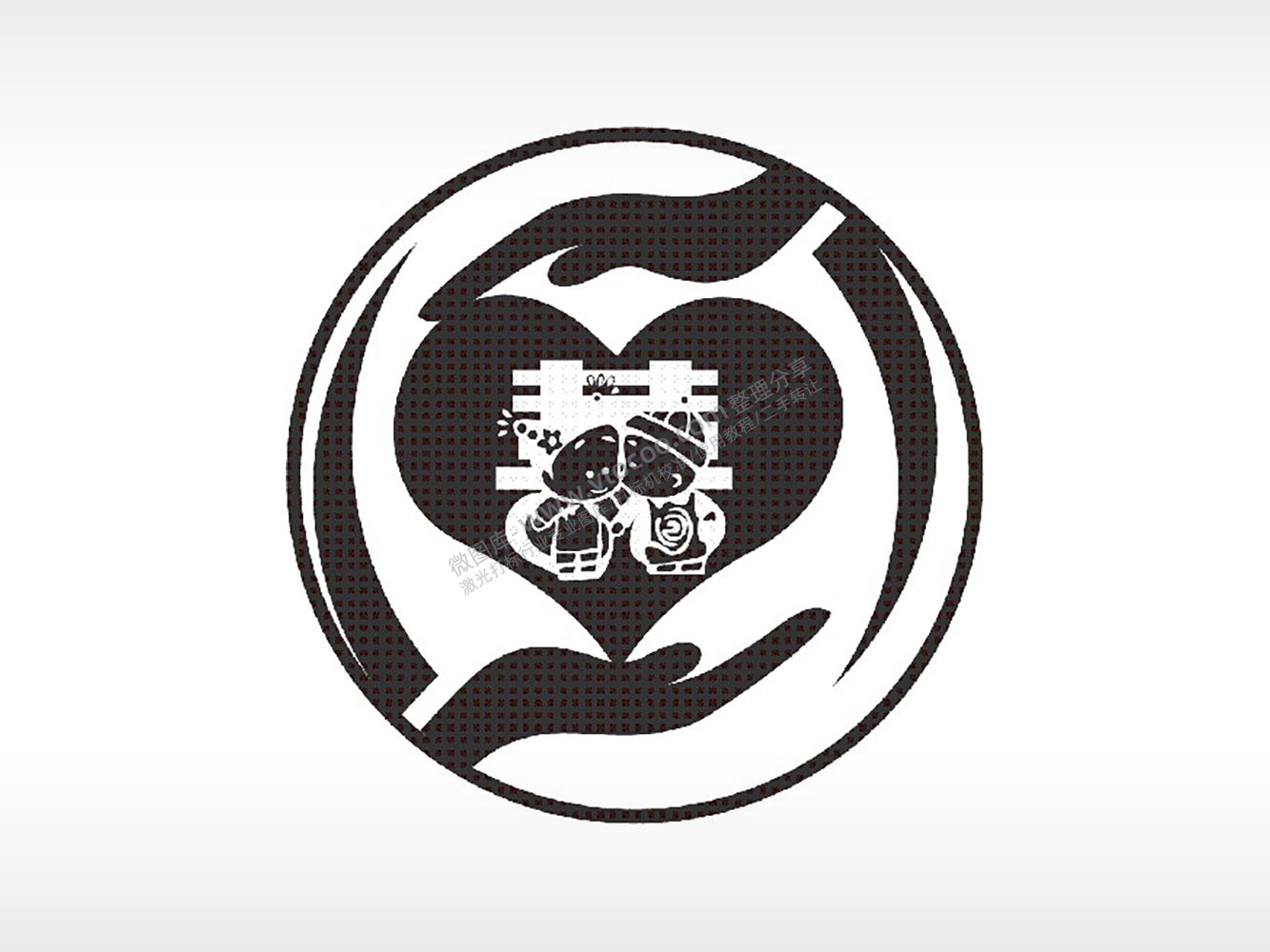 喜爱心双手游戏硬币PLT格式激光打标文件通用矢量图