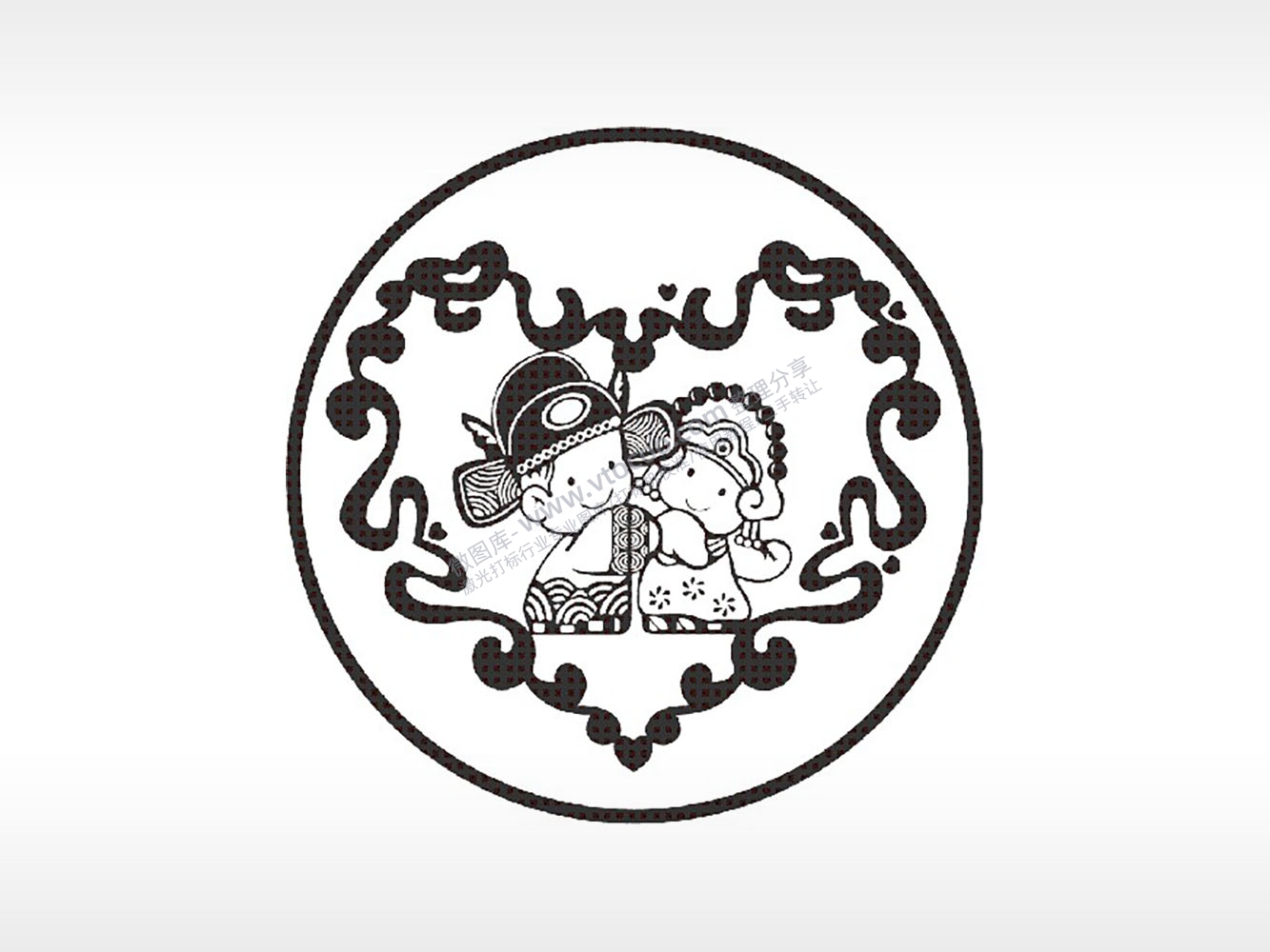 婚礼爱情游戏硬币PLT格式激光打标文件通用矢量图