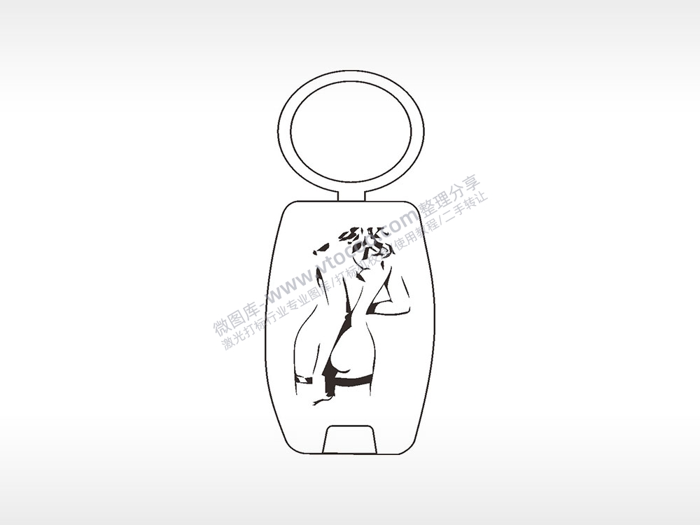 背影女装衣服点烟器钥匙扣AI8.0格式激光打标文件通用矢量图