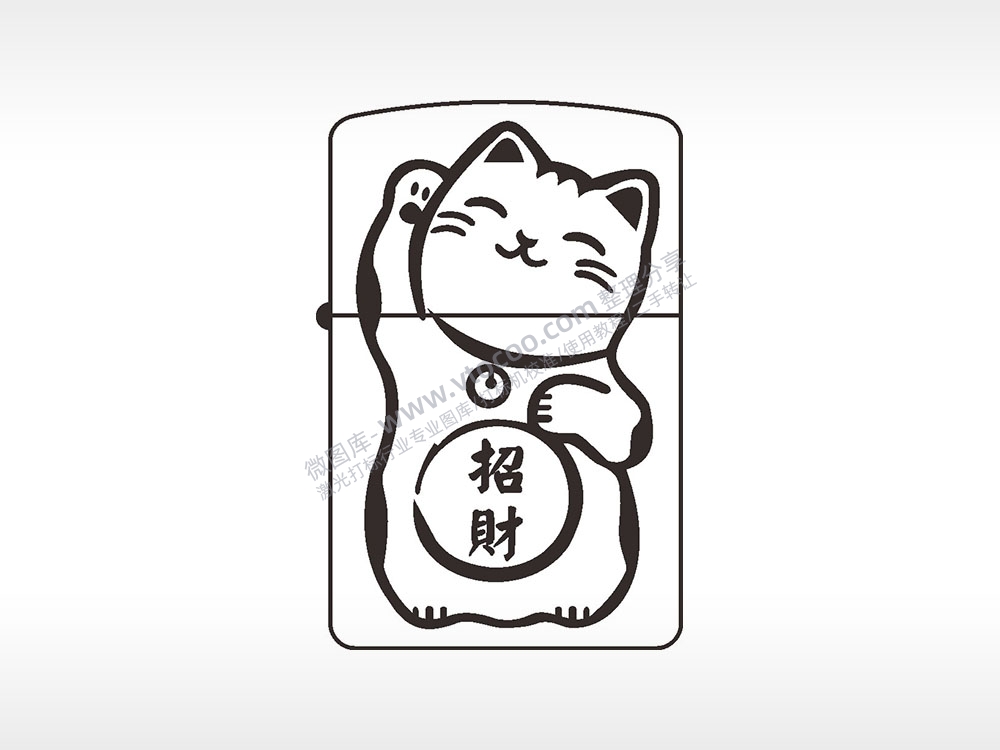 左手招财猫煤油打火机AI8.0格式激光打标文件通用矢量图