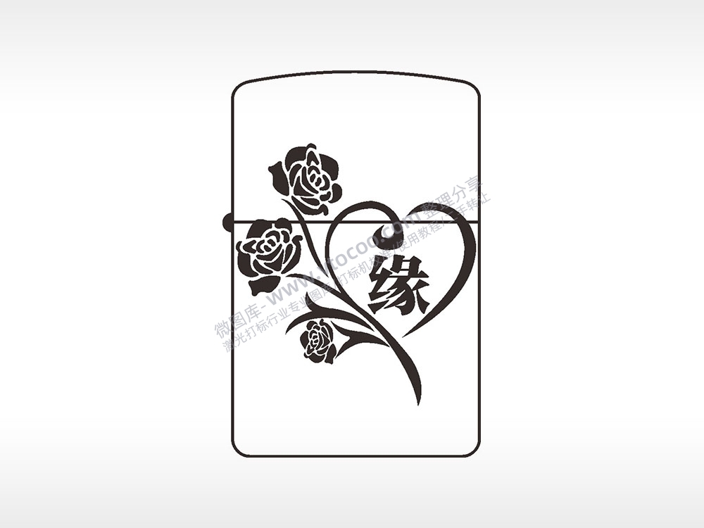 缘爱心玫瑰花煤油打火机AI8.0格式激光打标文件通用矢量图