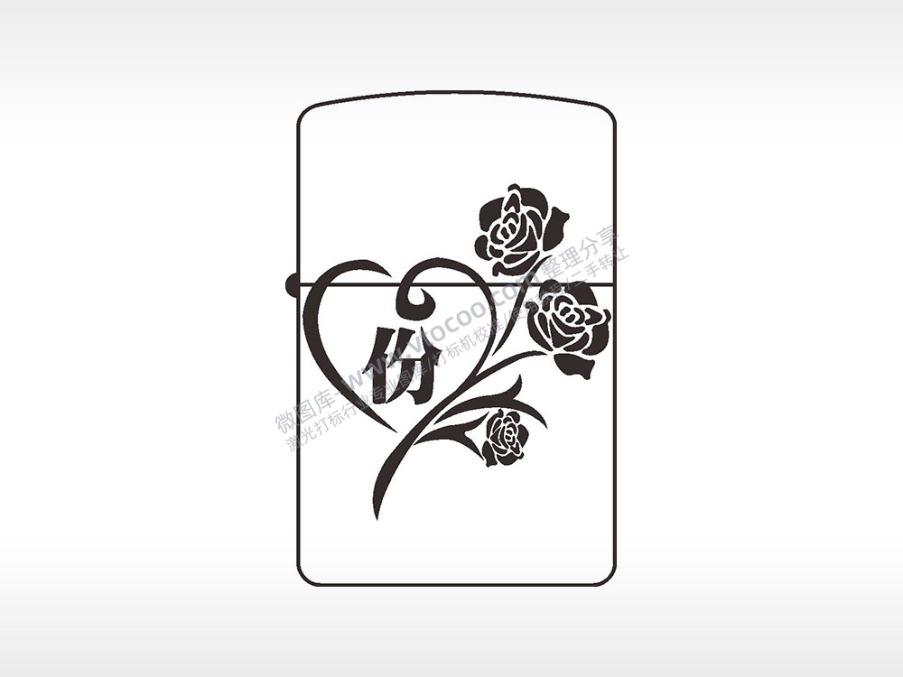 缘份玫瑰花煤油打火机AI8.0格式激光打标文件通用矢量图