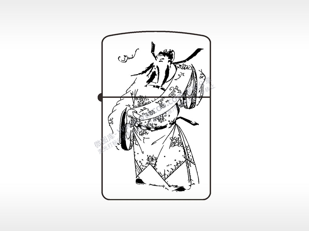 天官赐福财神爷煤油打火机AI8.0格式激光打标文件通用矢量图