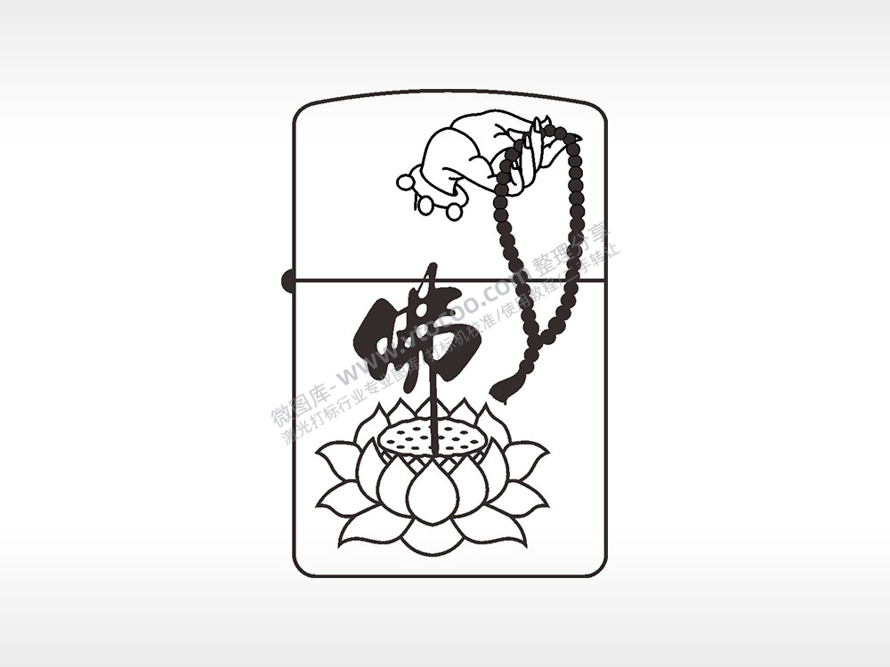 佛珠莲花煤油打火机AI8.0格式激光打标文件通用矢量图