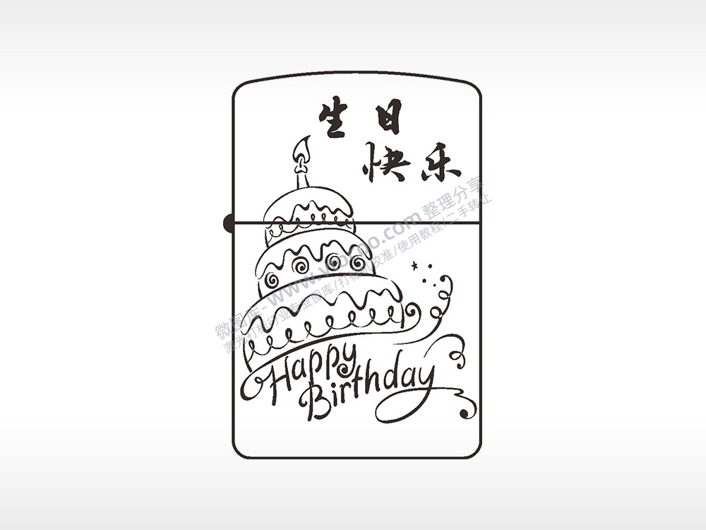 生日快乐祝福煤油打火机AI8.0格式激光打标文件通用矢量图