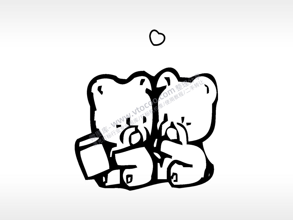 情侣熊爱心卡通人物爱情类AI8.0格式激光打标文件通用矢量图