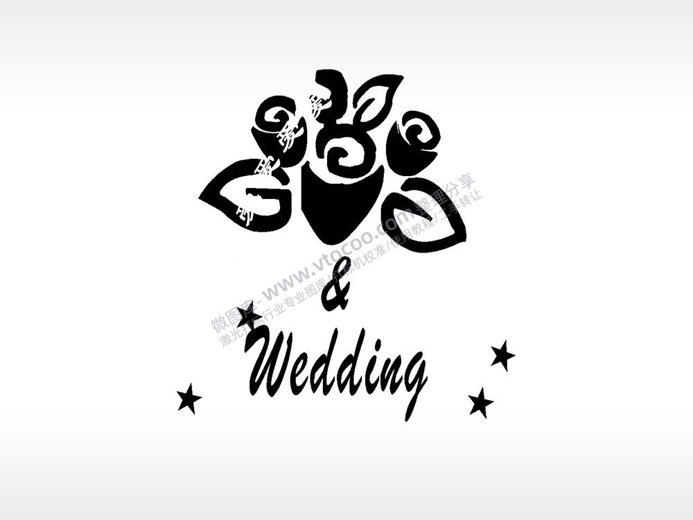 爱玫瑰花wedding卡通人物爱情类AI8.0格式激光打标文件通用矢量图