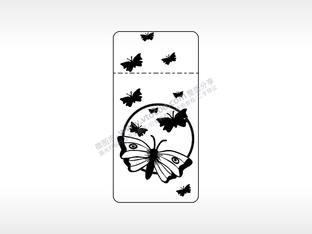 蝴蝶漫天飞舞窄款打火机AI8.0格式激光打标文件通用矢量图