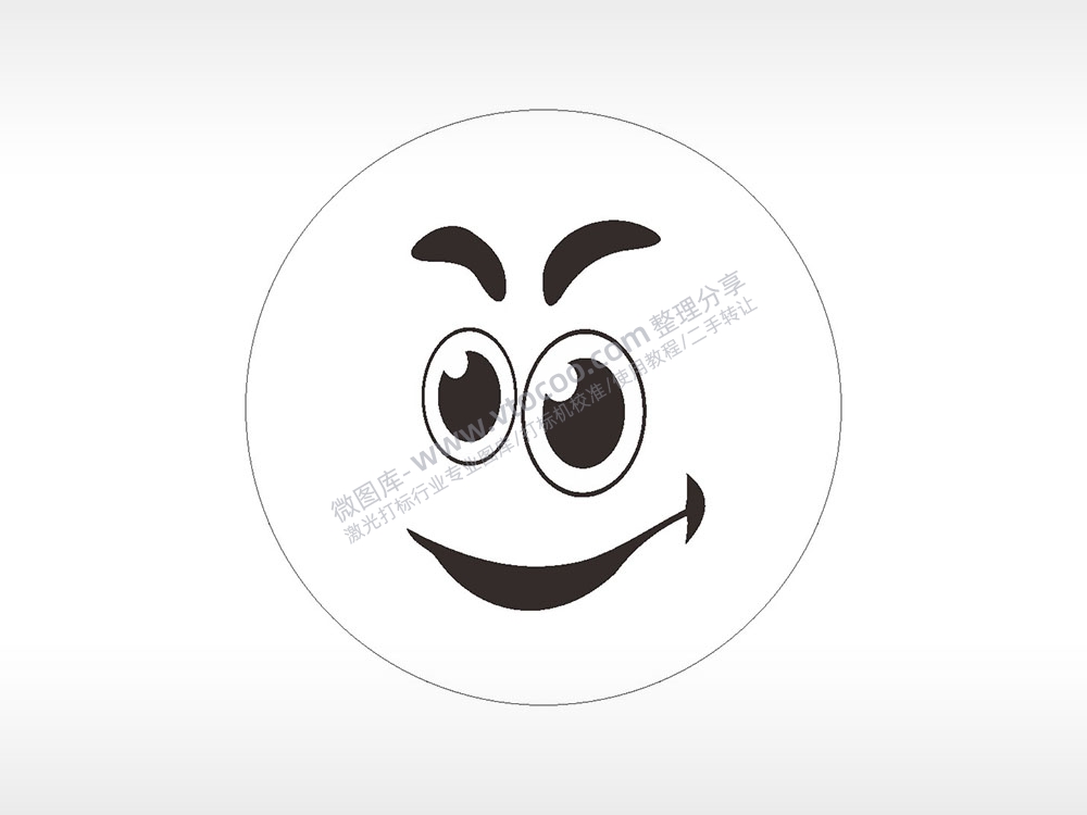 斜笑翘嘴表情符号笑脸22种AI8.0格式激光打标文件通用矢量图