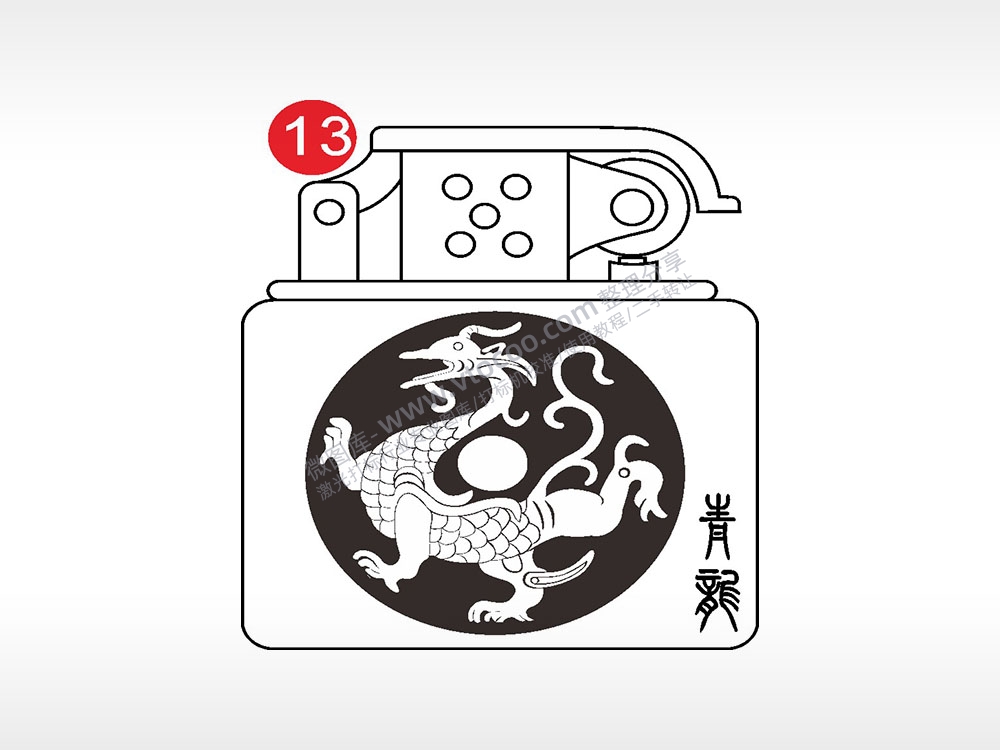 四圣兽青龙老九门打火机AI8.0格式激光打标文件通用矢量图