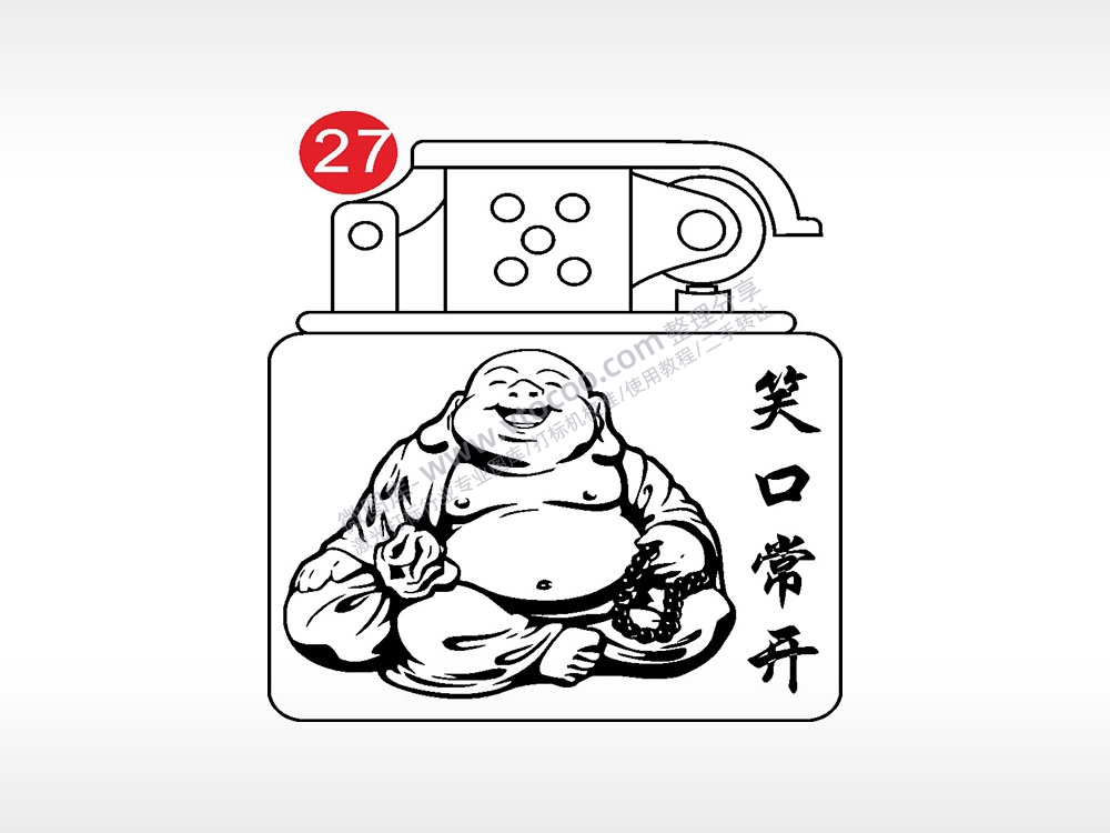笑口常开佛老九门打火机AI8.0格式激光打标文件通用矢量图