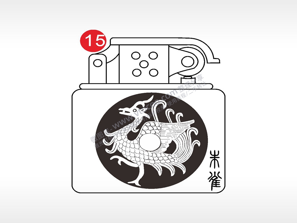四圣兽朱雀老九门打火机AI8.0格式激光打标文件通用矢量图