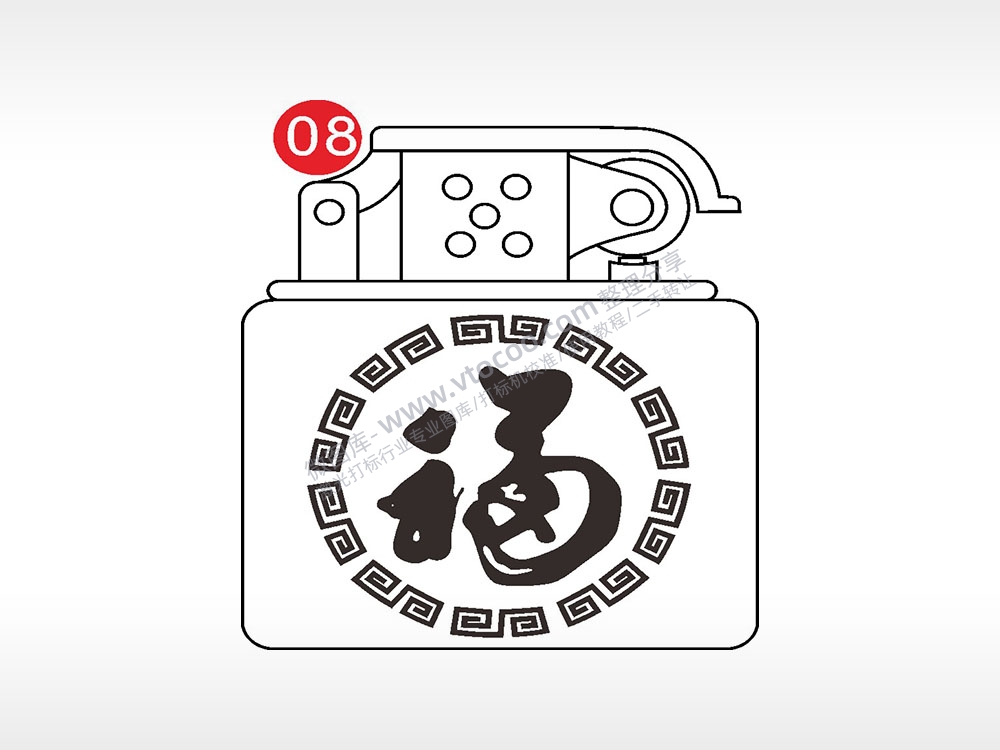 福字浮云老九门打火机AI8.0格式激光打标文件通用矢量图