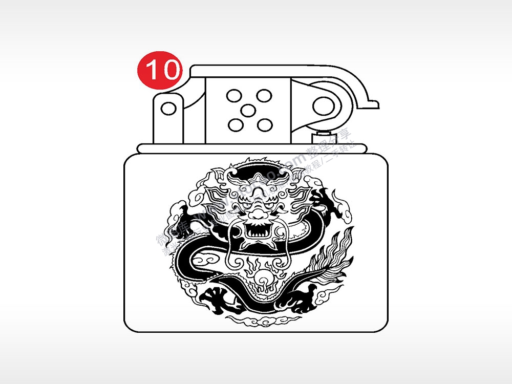 龙头盘龙老九门打火机AI8.0格式激光打标文件通用矢量图