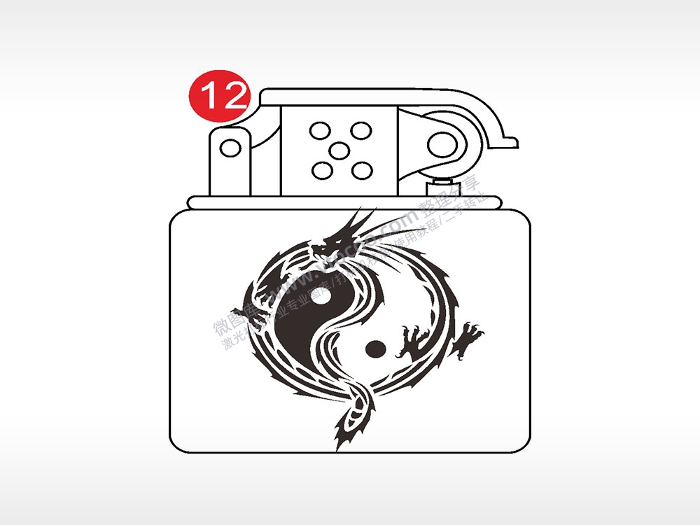 阴阳八卦龙老九门打火机AI8.0格式激光打标文件通用矢量图