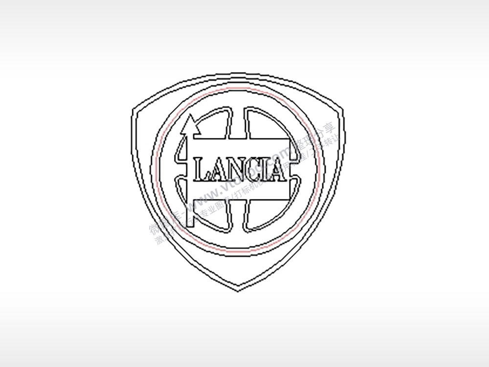 蓝旗亚汽车车标雕刻挂坠项链PLT格式激光打标文件通用矢量图