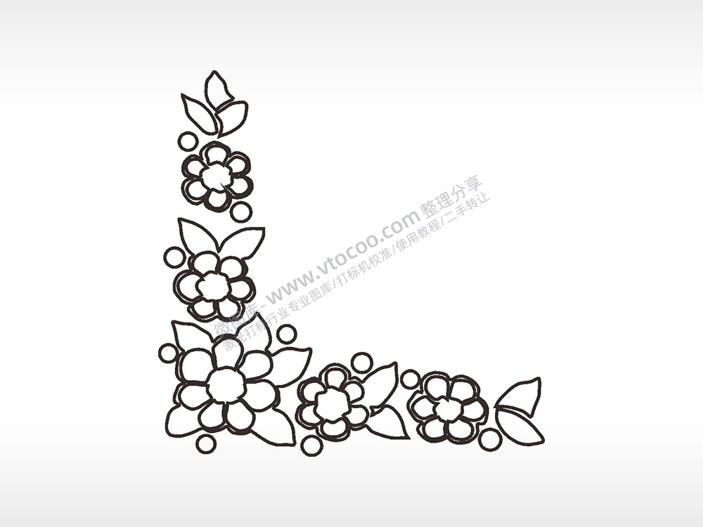 花朵花瓣角花对角花边简笔画边框大全AI8.0格式激光打标文件通用矢量图